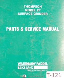 Thompson Model 2F, Surface Grinder Parts and Service Manual 1976 - Picture 1 of 1
