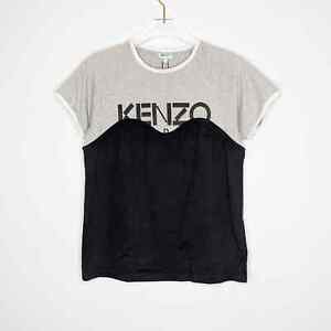 Kenzo Paris Black Gray Layered Logo 2-In-1 T-Shirt Short Sleeve Crewneck M