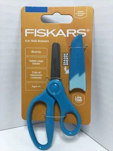 Forbici per bambini Fiskars punta smussata bordi di sicurezza lame blu 5 pollici - Foto 1 di 3