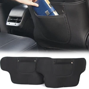 Leather Seat Back Anti Child Kick Pad Mat Cushion Pocket For Tesla Model 3 17-19 - Picture 1 of 10