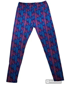 Leggings TC LuLaRoe altos y suaves con curvas estampado geométrico de hojas  - Imagen 1 de 6