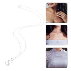 Collar con letras de plata para mujer collar con letras iniciales pareja collar con letras - Imagen 1 de 11