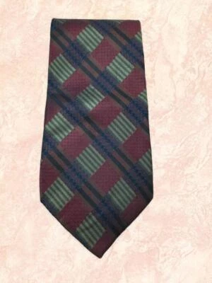 Corbata COACH Dorada-Negro-Verde-Azul-Rojo Oscuro ~ ¡100% Seda Italiana! ¡Hecho en Estados Unidos! Usado en excelente estado! Foto 1 de 4