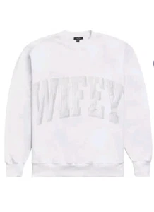 NWT The Bar Wifey Varsity Sweatshirt. White. Size Large. - Picture 1 of 7