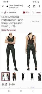 Good American Performance Jumpsuit, Size 3 Lrg, Green Camo, 4-way Stretch, NWT