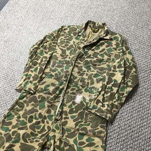 Vintage 70s Coveralls Mens S/M Duck Camo Hunting USA Cotton Distressed - Picture 1 of 13