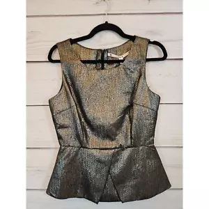 Chelsea & Violet Womens Black Sleeveless Metallic Peplum Top Size Medium NWT - Picture 1 of 7