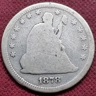1878 Seated Liberty Quarter 25c Circulated #68562 - Image 1 of 2