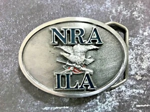 FIBBIA CINTURA PELTRO NRA ILA EAGLE RIFLE USA - Foto 1 di 3