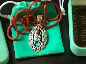 WOW CAROLYN POLLACK STERLING SILVER PENDANT NECKLACE STUDIO MOSAIC LAPIDARY WORK - Picture 1 of 12