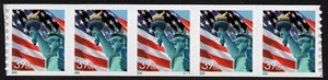 UNITED STATES, SCOTT # 3983, STRIP OF 5 PNC5 # V1111, FLAG & STATUE OF LIBERTY - Picture 1 of 1