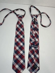Westbury 100% Cotton Zip Adjustable Pre Tied Ties Red White Blue Plaid Boys - Picture 1 of 11