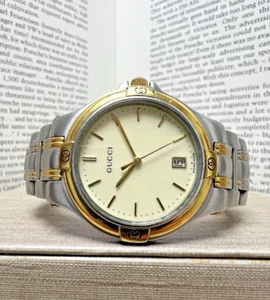 Herrenuhr Gucci 9040m Quarz elfenbeinfarbenes Zifferblatt - Bild 1 von 8