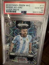 2018 Panini Lazer Prizm World Cup Soccer #11 Sergio Aguero PSA 10