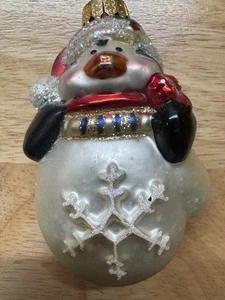 Pingüino de vidrio soplado en manopla copo de nieve adorno de vacaciones de Navidad - Imagen 1 de 8