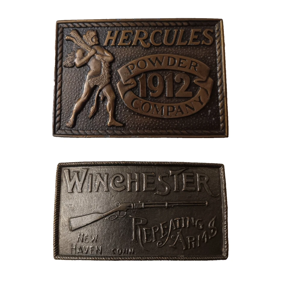 Hebillas de cinturón vintage Hercules Powder Company edición especial 1980 y Winchester Foto 1 de 4