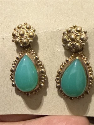 Серьги с автографом Стивена Двека из зеленого драгоценного камня 925 пробы/гвоздики - Изображение 1 из 4