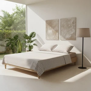 Completo letto matrimoniale cotone tortora beige - Imagen 1 de 5