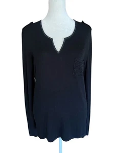 GERARD DAREL Paris Luxury Black Knit Sweater Rhinestone Epaulets French-Chic - Picture 1 of 7