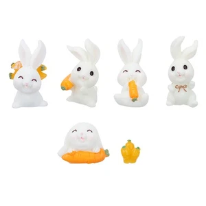 6pcs Small Resin Craft Easter Ornaments Small Rabbit Figurines Micro Ornaments - Picture 1 of 12