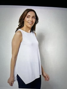 Susan Graver Modern Essentials Liquid Knit Tunic Tank White Petite Large - Picture 1 of 13