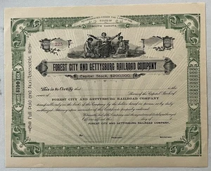 FOREST CITY AND GETTYSBURG, SD, SOUTH DAKOTA RAILROAD STOCK CERTIFICATE - Picture 1 of 2