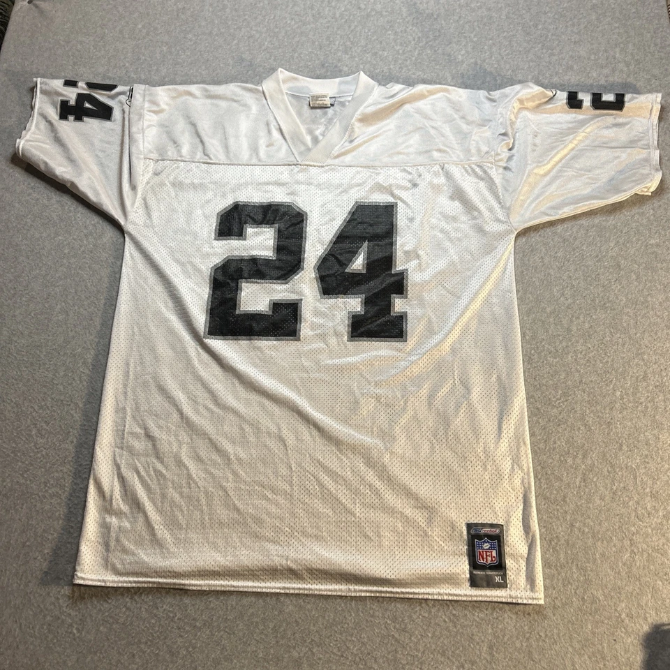 锐步 NFL Charles Woodson 奥克兰突袭者队球衣 #24 - 男式 XL 码 — 第 1/4 张图片