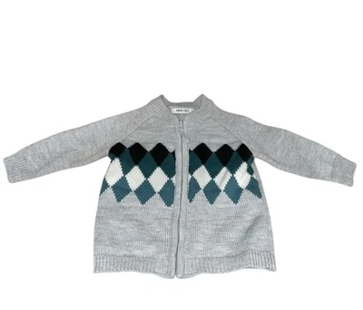 Suéter Nine West Infantil Niños 18 Meses Gris Argyle Manga Larga Cremallera Completa Acogedor Foto 1 de 4