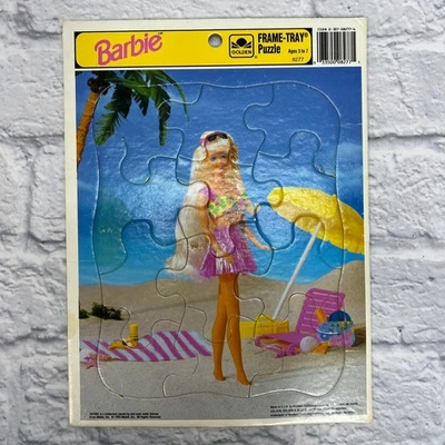 Vintage Golden Barbie Frame Tray Puzzle Beach Ocean 11x8.25"  - Image 1 of 4