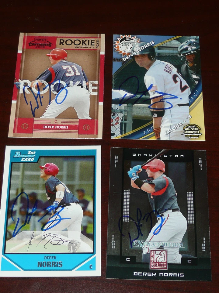 DEREK NORRIS Signed 2008 Playoff Contenders Card AUTO Nationals Oakland A's RC - Image 1 of 1