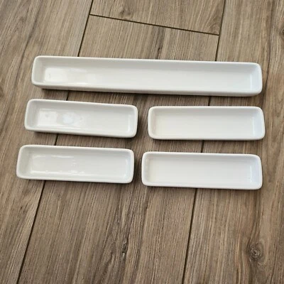 Pampered Chef Simple Additions Tray White Set 5 Piece Four Small One Large - Image 1 of 4
