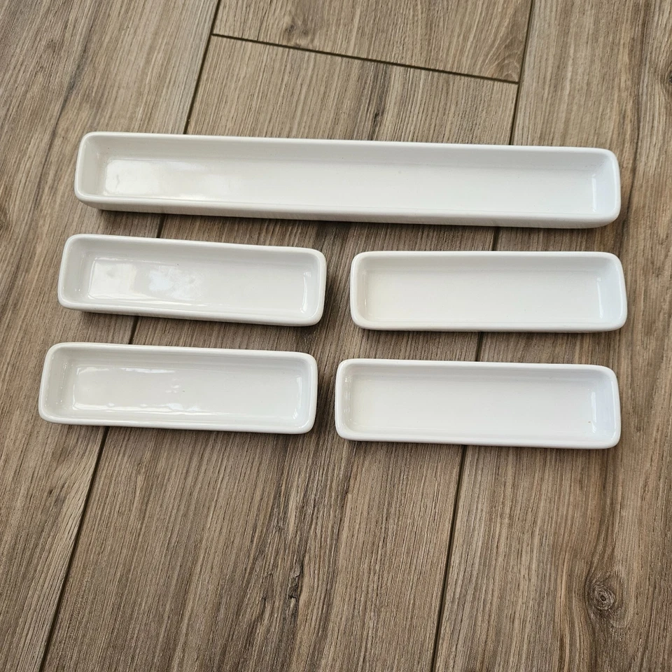 Pampered Chef Simple Additions Tray White Set 5 Piece Four Small One Large - Image 1 of 4