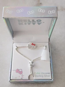 Hello Kitty Crystal Red Bow Sterling Silver 925 Bracelet Red Bow BRAND NEW Box - Picture 1 of 4