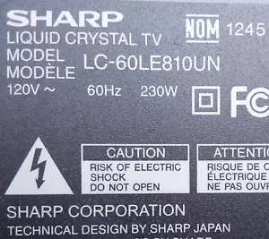 SHARP LC-60LE810UN T-CON BOARD RUNTK4512TPZA, KF464 Ribbons, Cable and Screws - Picture 1 of 5