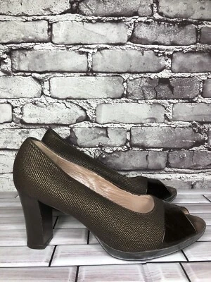 Beautifeel Marrón Cuero Sintético Peep Toe Vestido Tacones Para Mujer Talla 38EU/7.5M US Foto 1 de 4