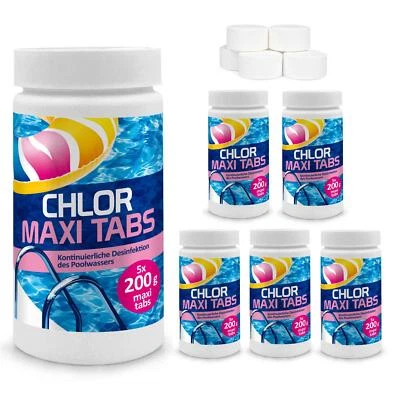 Chlortabletten Maxi für Pool 6x1kg langsam löslich Tabs Pflege Schwimm - Bild 1 von 4