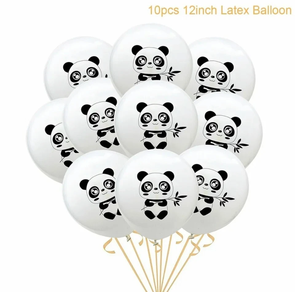 10pcs 12” White Animal Zoo Cute Panda Latex Balloon Birthday Party Decoration - Image 1 of 2