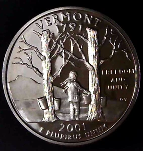 2001-S 25C State Quarter Vermont GDC Proof CN CLAD 22rr1013-2 - Picture 1 of 2