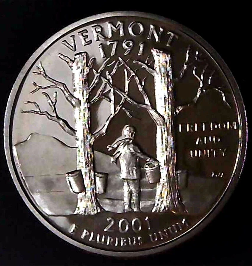2001-S 25C State Quarter Vermont GDC Proof CN CLAD 22rr1013-2 - Image 1 of 2