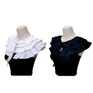 Layered Ruffled Shawl Collar Decorative Lapel for Lady Simple Large Lapel - Picture 1 of 10