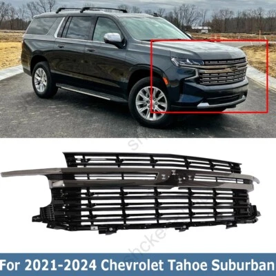 Gloss Black Front Mesh Grille For 2021 2022 2023 2024 Chevrolet Tahoe Suburban - Image 1 of 4