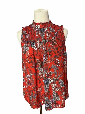 Blusa Kenar Mediana Roja Floral Sin Mangas de Gasa Foto 1 de 4