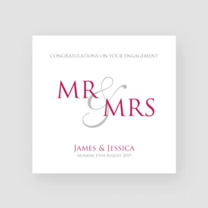 Personalised Engagement Card Mr & Mrs Congratulations Handmade ANY NAME/DATE - Picture 1 of 4