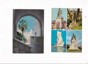 Vintage. LISSABON, PORTUGAL 2 POSTKARTEN 4 MONUMENTE P.C. & ALTE STADTANSICHT - Bild 1 von 2