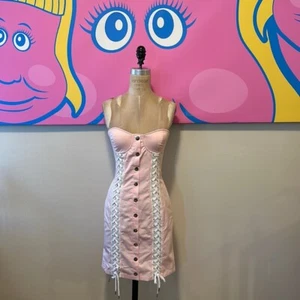 Love Moschino Pink White Lace up Bustier Corset Dress Barbie Barbiecore - Picture 1 of 13