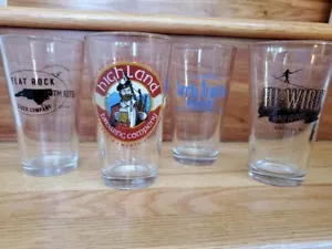 Set of 4 Pint Beer / Cider Glass Micro Breweries in Asheville Flat Rock NC /WNC - Picture 1 of 11