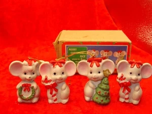 Merry Christmas Mice from Christmas Around The World~Set Of 4~2.25”~ VGC ~ - Picture 1 of 2