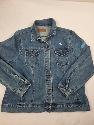 Port Authority Jacket Adult Large Blue Denim Embroidered Blue Jean Coat - Image 1 of 4