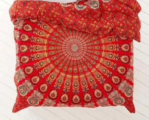 Indian Reversible Mandala Duvet Cover Cotton Handmade Mandala Quilt Cover - Picture 1 of 3