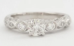 0.71 ct Platinum Round Brilliant Cut Diamond Engagement Ring - Picture 1 of 9